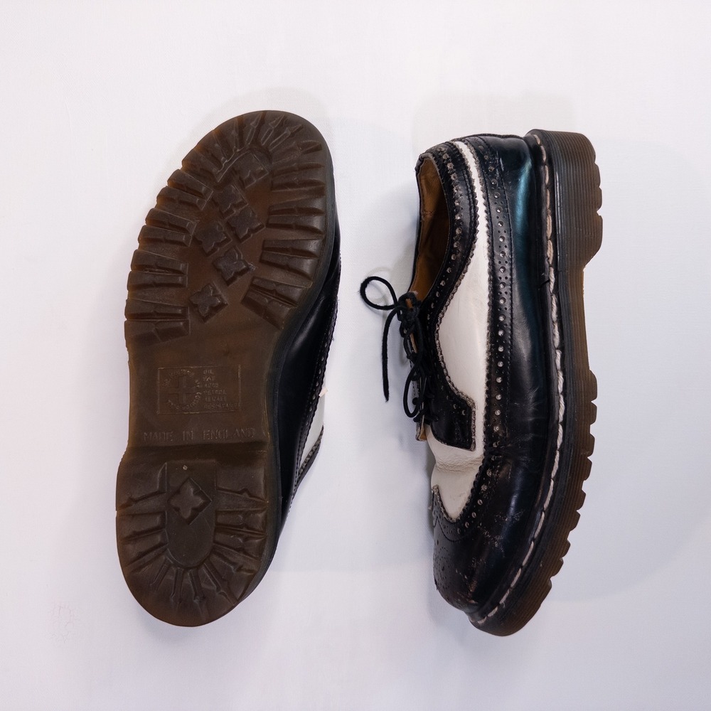 Dr. Martens Wingtip Oxford Mens 7 Black White Fair Made In England 3989/59